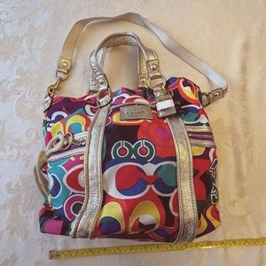 Rare Coach Poppy Pop Coach bag in Pop C canvas multi color with gold accents
